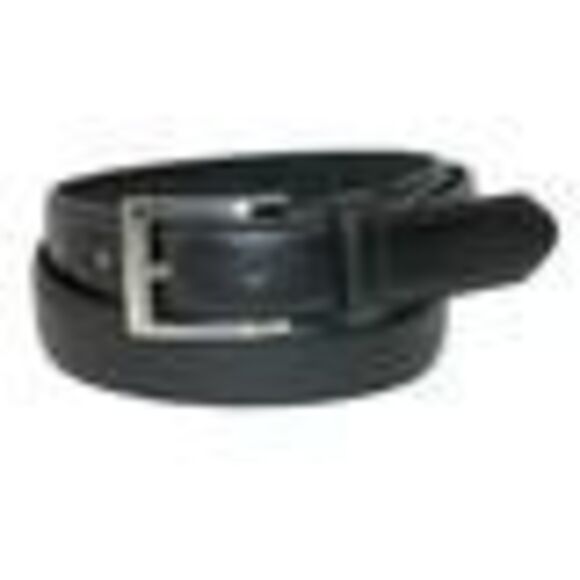 CTM Men's Big & Tall Leather Basic Dress Belt with Silver Buckle - Picture 3 of 3